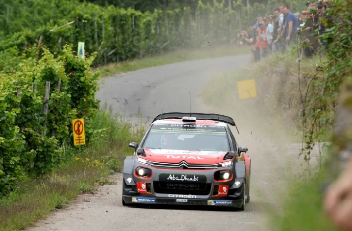 Le Britannique Kris Meeke au volant de sa Citroën lors du Rallye d'Allemagne, le 18 août 2017 à Trèves