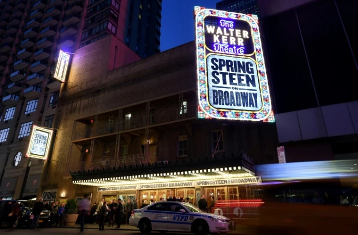 Le Walter Kerr Theatre de Broadway, à New York, où se produit Bruce Springsteen, pris en photo le 3 octobre 2017 
