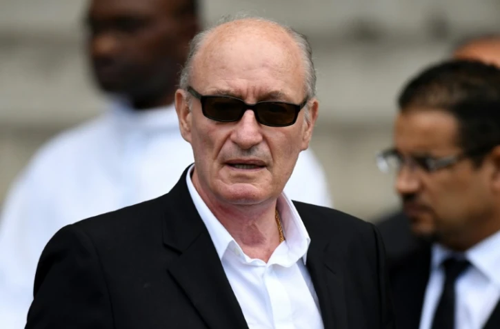 L'époux de Mireille Darc, Pascal Desprez, lors des obsèques de l'actrice à  Saint-Sulpice à Paris, le 1er septembre 2017
