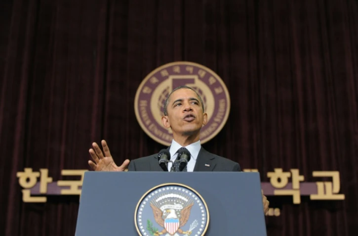 Le président américain Barack Obama, lors d'un discours sur la sécurité nucléaire à Séoul, en Corée du Sud, le 26 mars 2012