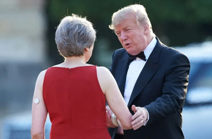 La Première ministre britannique Theresa May reçoit le président américain Donald Trump à Londres, le 12 juillet 2018