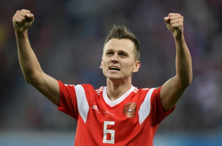 Le Russe Denis Cheryshev à nouveau buteur lors du Mondial, face à l'Egypte, le 19 juin 2018 à Saint-Pétersbourg