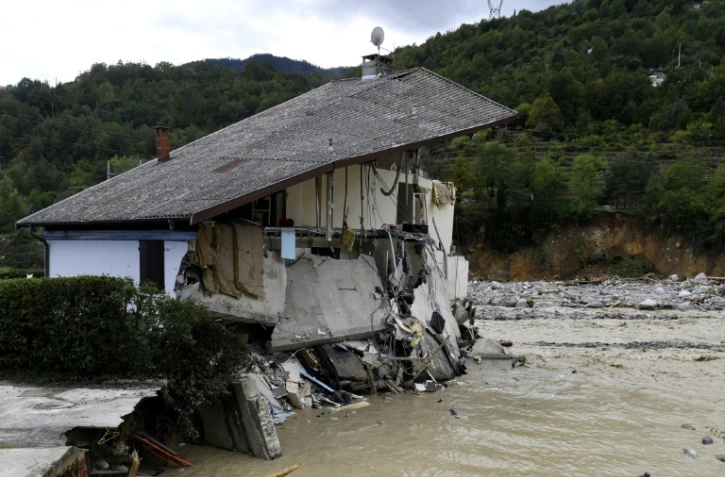 Une maison détruite par la crue de la Vésubie à Roquebillière (Alpes-Maritimes), le 3 octobre 2020 