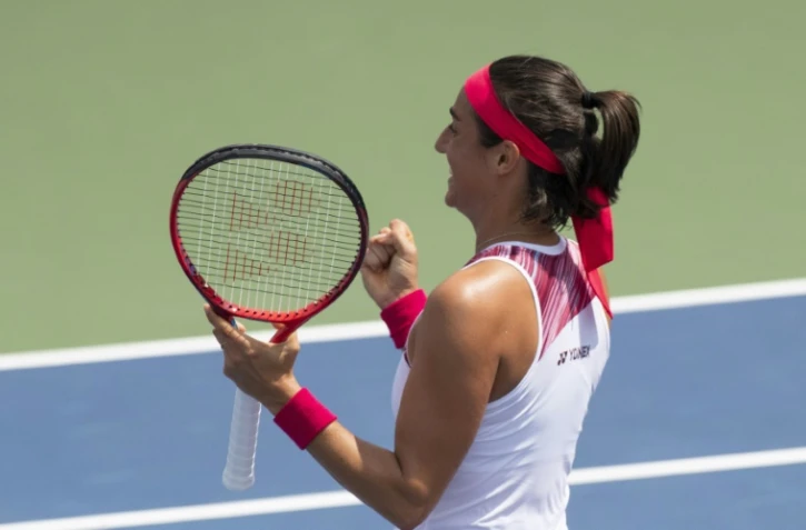 La Française Caroline Garcia après sa victoire au premier tour de l'US Open face à Kamila Rakhímova, le 29 août 2022 à New York