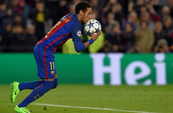 Neymar vient de marquer face au Paris SG lors de la victoire 6-1 du Barça, synonyme de qualification pour les quarts de C1, le 8 mars 2017 au Camp Nou