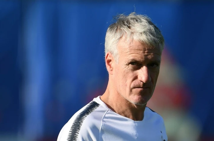 Le sélectionneur français Didier Deschamps à l'entraînement le 12 juillet 2018 à Istra, dans la région de Moscou