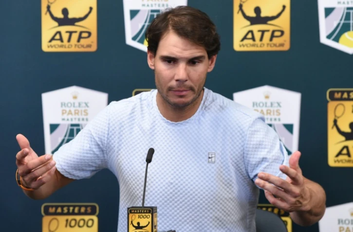 L'Espagnol Rafael Nadal en conférence de presse lors du Masters 1000 de Paris, le 31 octobre 2018