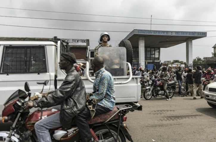 Un pick-up transportant des soldats de la mission de l'ONU en République démocratique du Congo patrouille dans les rues de Goma, dans l'est du pays, le 31 janvier 2025