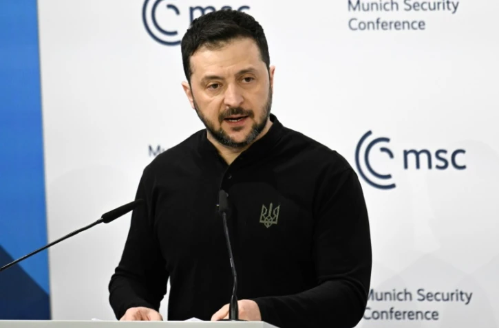 Le président ukrainien Volodymyr Zelensky s'exprime lors de la 61e Conférence de Munich sur la sécurité, le 15 février 2025 