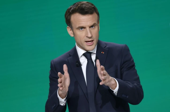Emmanuel Macron le 17 mars 2022 à Aubervilliers