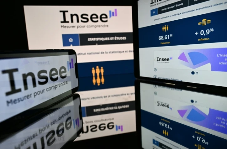 Des écrans affichant le logo de l’Institut national de la statistique et des études économiques (INSEE) à Toulouse, le 8 septembre 2025