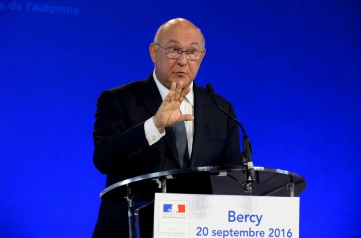 Le ministre de l'Economie, Michel Sapin, lors d'une conférence de presse à Bercy le 20 septembre 2016 à Paris