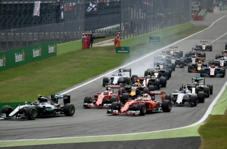 Les monoplaces au départ du Grand prix d'Italie de sur, l'Autodrome de Monza, le 4 septembre 2016