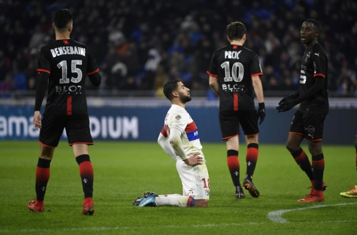Le capitaine de l'OL Nabil Fekir lors du match perdu contre Rennes, le 11 février 2018 à Lyon