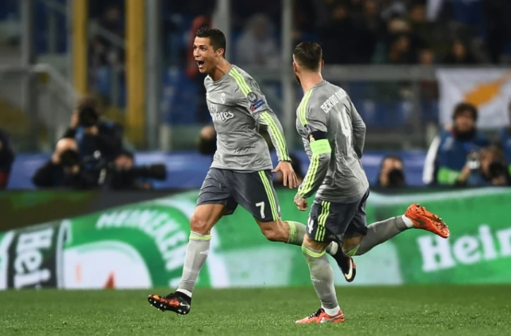 Cristiano Ronaldo a ouvert le score pour le Real Madrid face à l'AS Rome au stade olympique, le 17 février 2016