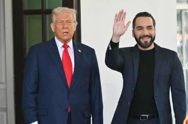 Le président américain Donald celui du Salvador Nayib Bukele à la Maison Blanche à Washington, DC, 14 avril 2025