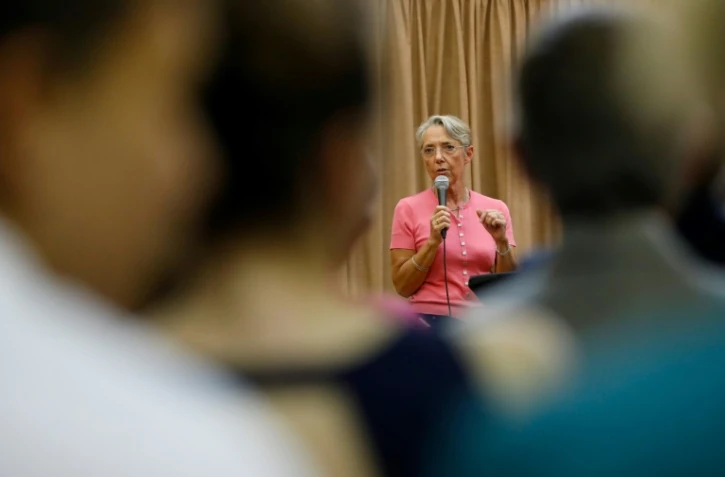 La Première ministre Elisabeth Borne en meeting à Thury-Harcourt (Calvados)le 16 juin 2022 