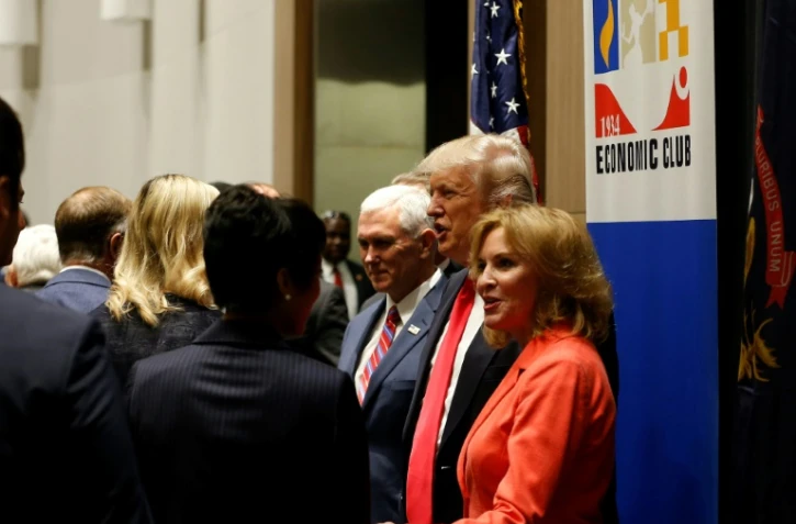 Donald Trump, en campagne, au Detroit Economic Club à Detroit, aux Etats-Unis, le 8 août 2016 