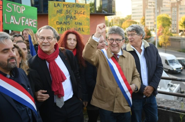 Arrivée de Jean-Luc Mélenchon et ses coprévenus le 19 septembre 2019 au tribunal de Bobigny