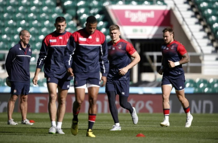 L'équipe d'Angleterre de rugby à l'entraînement à Twickenham, le 25 septembre 2015