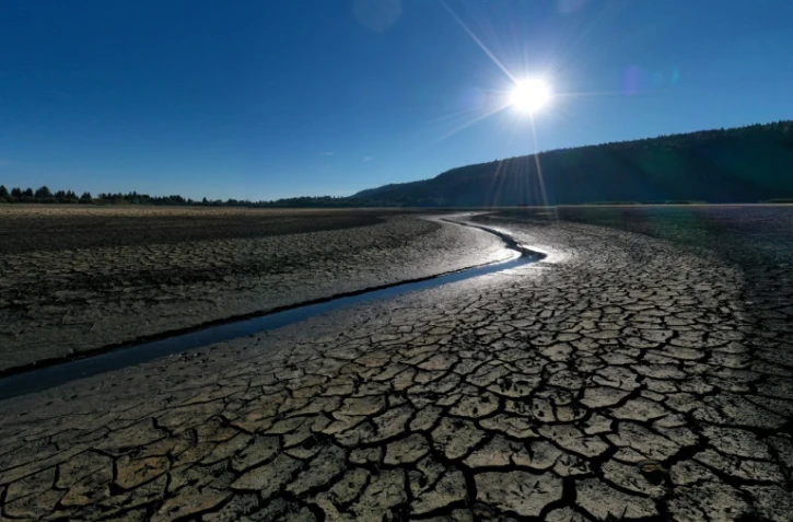 Le "lac de l'Entonnoir", aussi appelé lac du Bouverans, asséché le 3 août 2022 à Bouverans, dans le Doubs