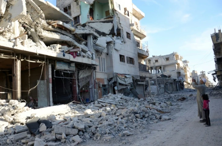 Des bâtiments détruits dans la ville d'Al-Bab le 23 février 2017