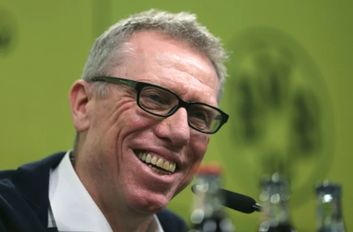 L'Autrichien Peter Stöger, nouvel entraîneur de Dormund, en conférence de presse, le 10 décembre 2017 à Dortmund