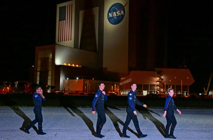 L'équipage de la mission Axiom 4 à Cap Canaveral, en Floride, le 24 juin 2025
