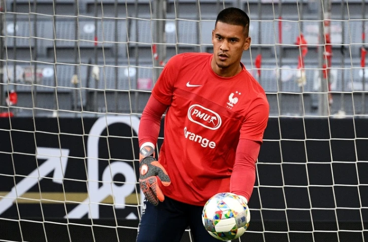Le gardien de l'équipe de France Alphonse Areola lors d'une séance d'entraînement à Munich, le 5 septembre 2018