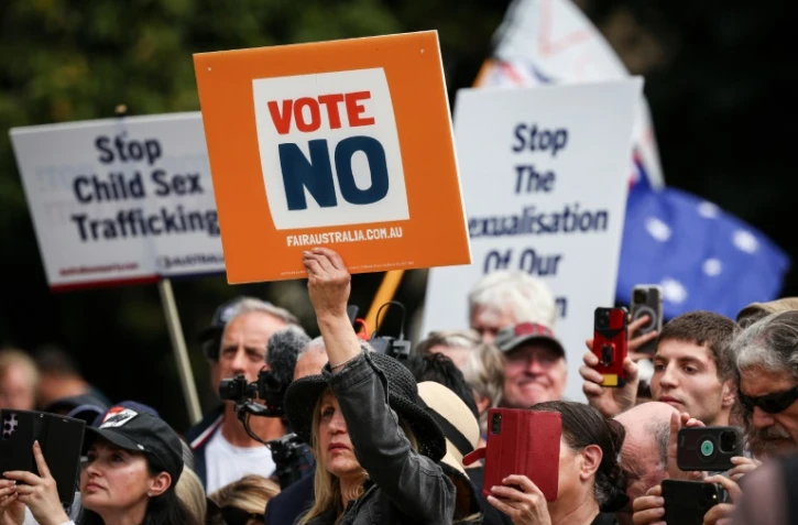 Manifestation contre la réforme sur le droit des Aborigènes, le 23 septembre 2023 à Sydney, en Australie