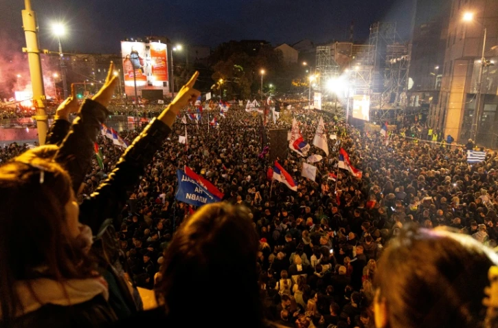 L'opposition serbe à Aleksandar Vucic, rassemblée jeudi 22 octobre 2026 dans le centre de Belgrade 