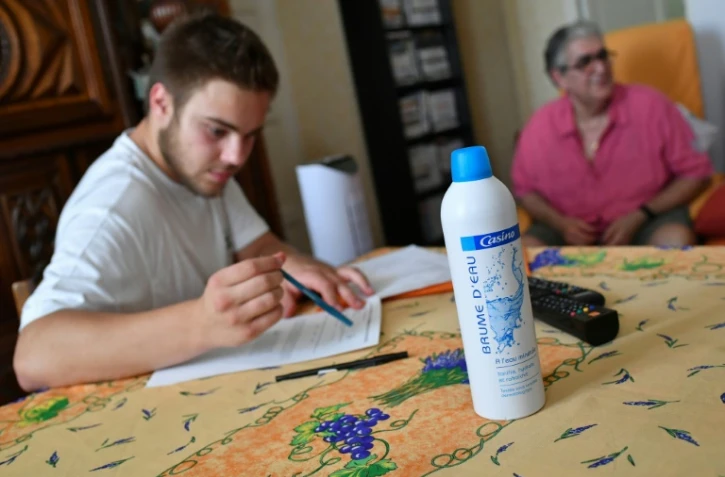 Un bénévole du CCAS visite des résidents âgés alors qu'une vague de chaleur à Marseille où les températures atteignent 32 degrés, le 3 août 2017