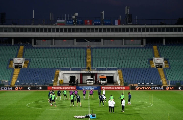 Les Bleus à l'entraînement au Vasil Levski stadium de Sofia, le 6 octobre 2017