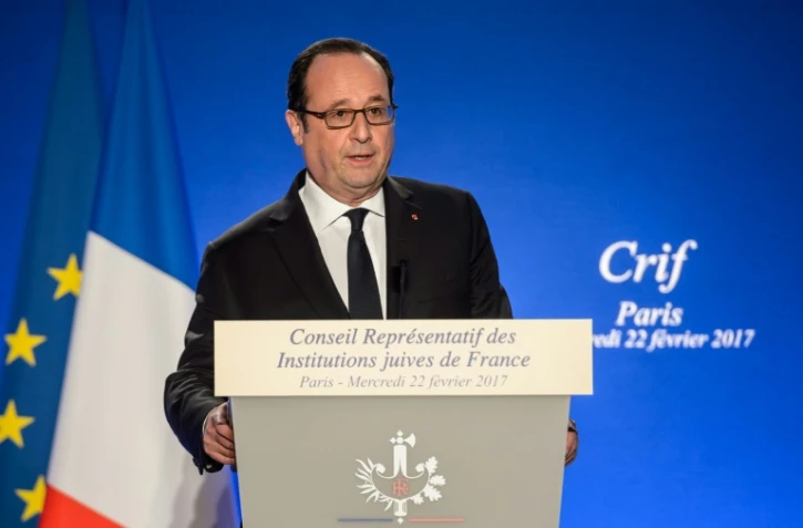 Le président français François Hollande au dîner annuel du Crif, le 22 février 2017 à Paris