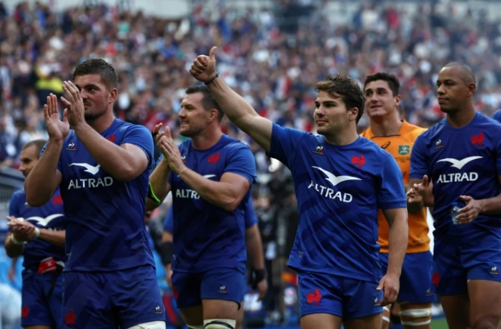 Mission accomplie pour le XV de France vainqueur autoritaire de l'Australie en préparation au Mondial, le 27 août 2023 à Saint-Denis  