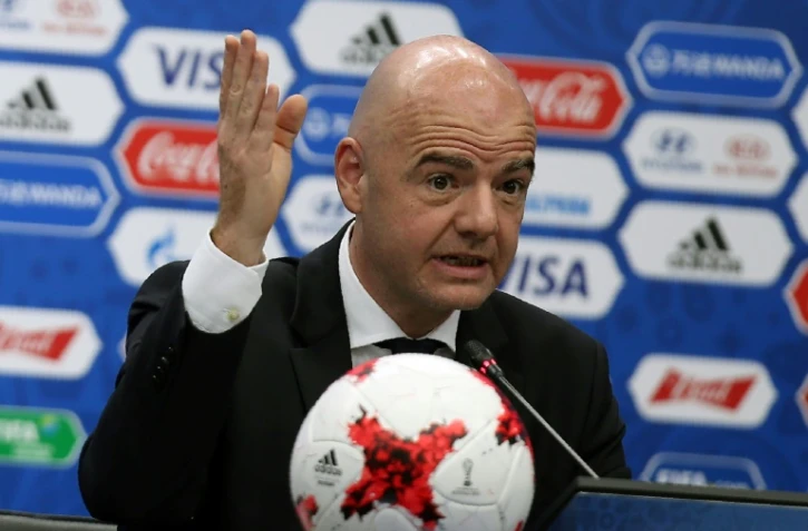 Le président de la Fifa Gianni Infantino en conférence de presse, le 26 novembre 2016 à Kazan (Russie)