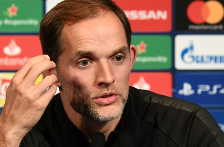L'entraîneur du Paris SG Thomas Tuchel en conférence de presse au Parc des Princes le 27 novembre 2018