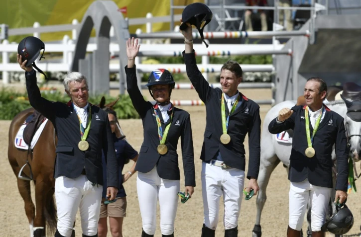 L'équipe de France championne olympique de saut d'obstacles, aux JO de Rio le 17 août 2016