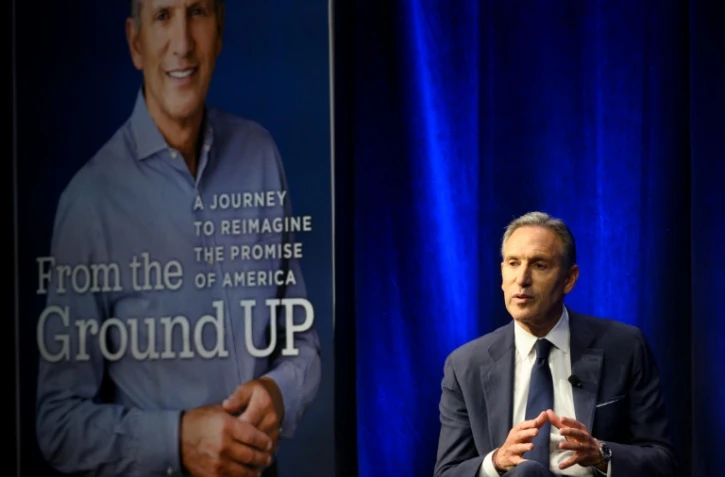Howard Schultz, ancien patron de Starbucks présente son livre "Partir de rien", le 28 janvier 2019 à New York 
