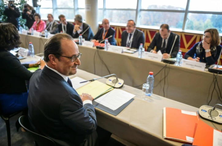 Le président François Hollande à l'ouverture de la  quatrième conférence sociale le 19 octobre 2015 à Paris