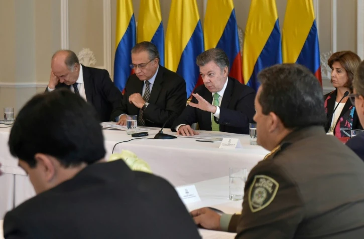 Le président colombien Juan Manuel lors d'une réunion à Bogota, le 26 juin 2018
