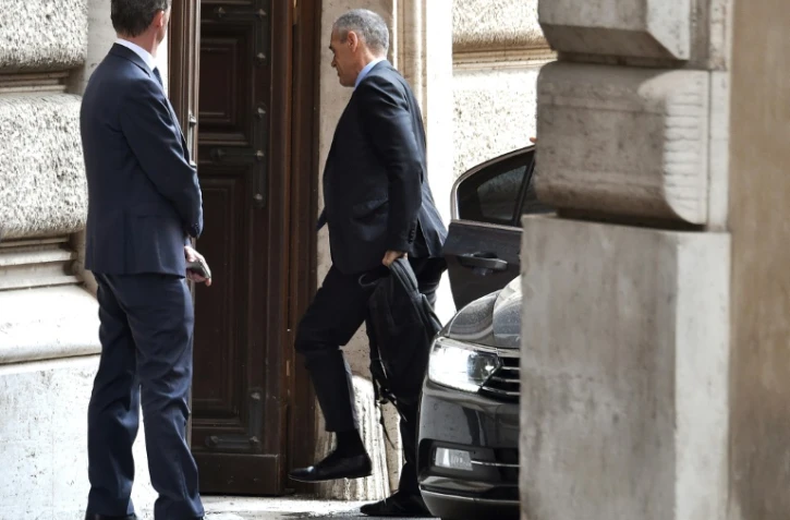 Le Premier ministre italien désigné Carlo Cottarelli arrive au Parlement, le 30 mai 2018