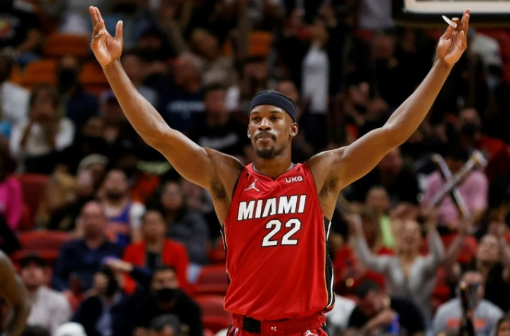 Assuré d'être tête de série N.1 à l'Est, le Miami Heat est emmené par Jimmy Butler, ici le 26 janvier 2022 à Miami