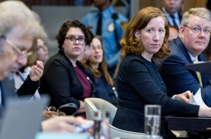 Jennifer G Newstead, la représentante des Etats-Unis devant la Cour internationale de Justice, à la Haye, le 27 août 2018