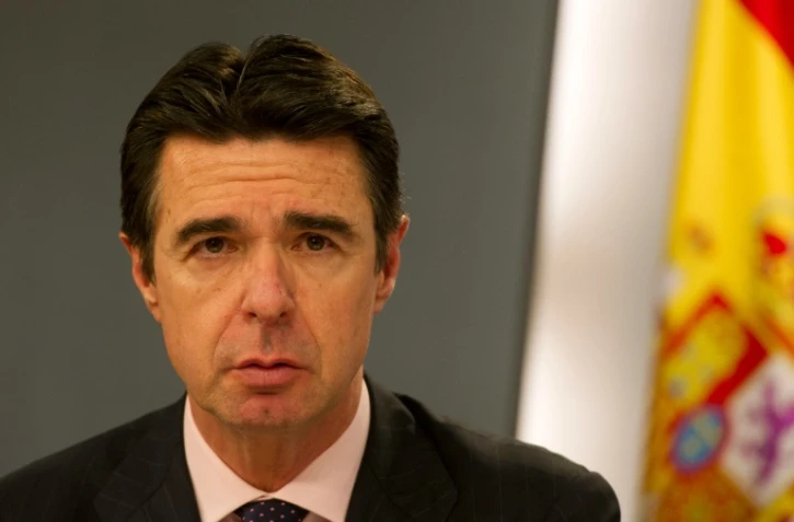 Le ministre espagnol de l'Industrie Jose Manuel Soria lors d'une conférence de presse au palais présidentiel de La Moncloa à Madrid, le 15 avril 2016 