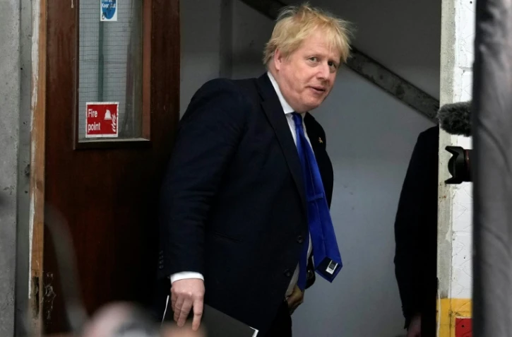 Le Premier ministre britannique Boris Johnson à l'aéroport de Lydd, dans le sud de l'Angleterre, le 14 avril 2022