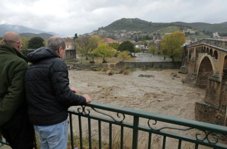 Montée des eaux de la rivière Golo le 24 novembre 2016 à Ponte-Leccia en Corse