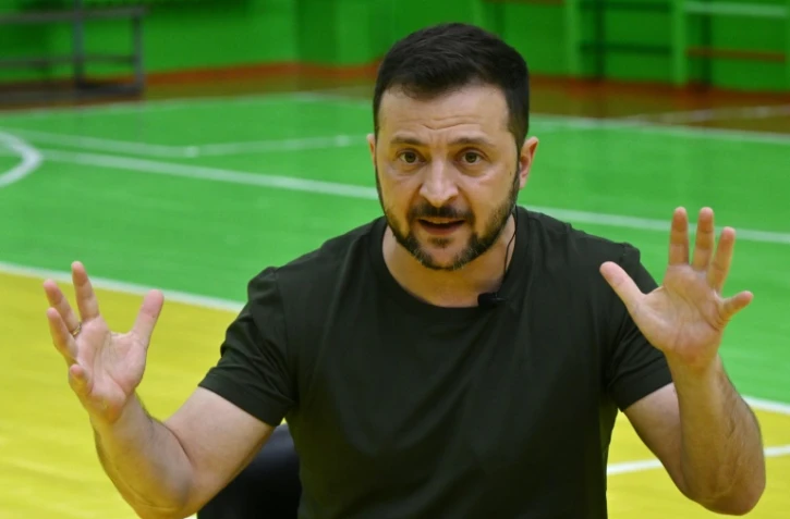 Le président ukrainien Volodymyr Zelensky lors d'un entretien accordé à plusieurs médias français dont l'AFP, à Rivné, dans l'ouest de l'Ukraine, le 30 juillet 2024