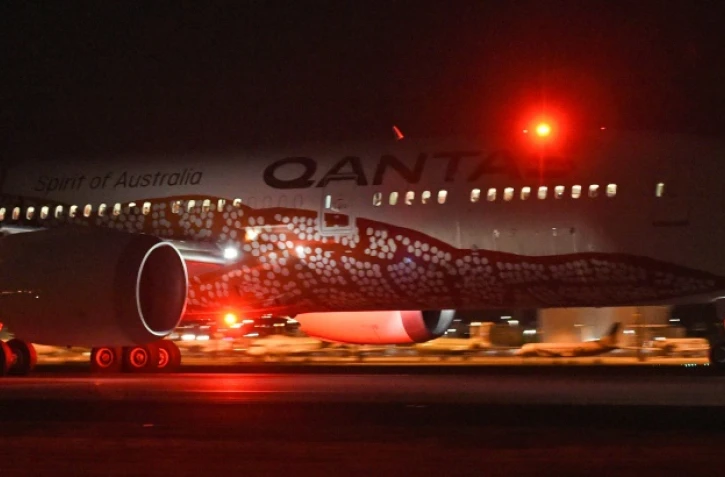 Départ du vol inaugural de la compagnie australienne Qantas assurant la liaison directe Perth-Londres, le 24 mars 2018