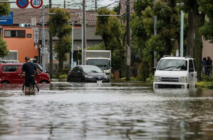 Inondations après des pluies torrentielles, le 3 juin 2023 à Koshigaya, dans la préfecture de Saitama, au Japon